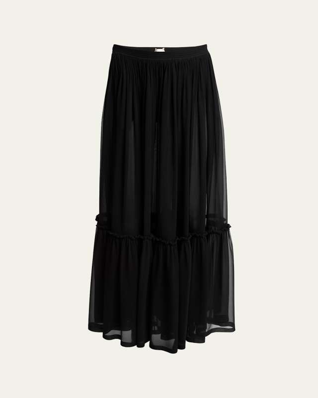 Tiered Sheer Maxi Skirt